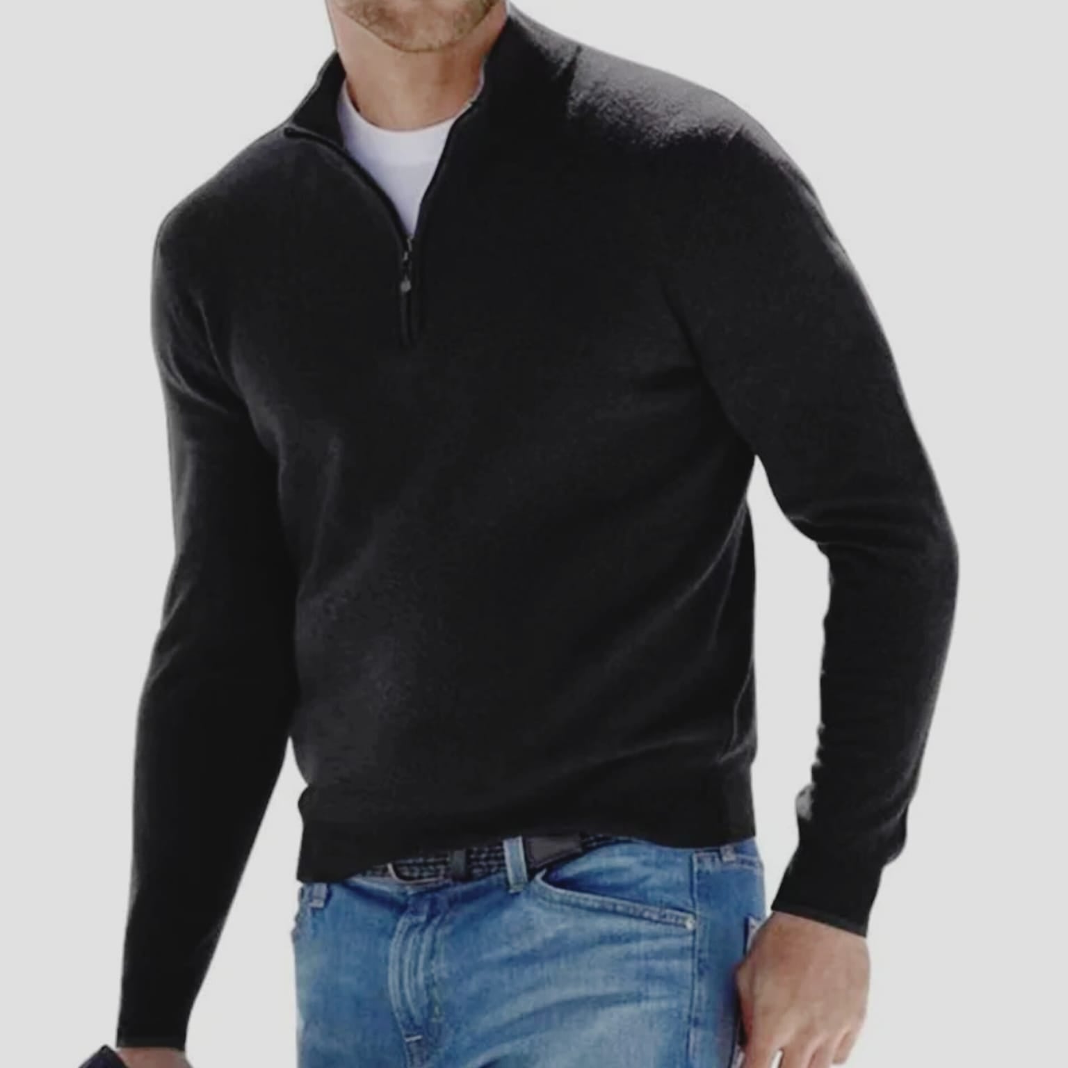 Black Half-Zip Sweater