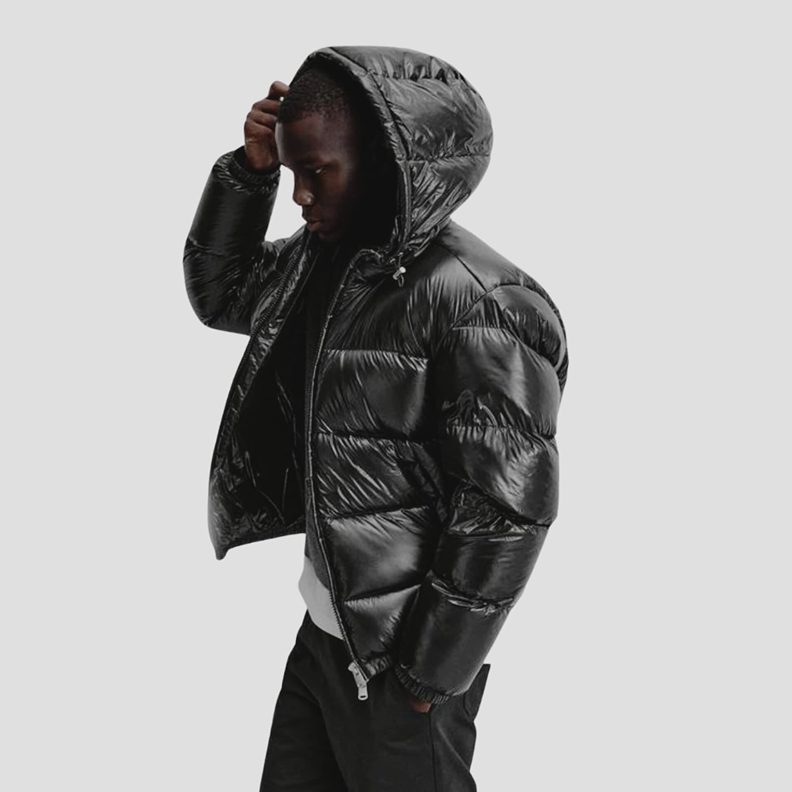 Black Puffer Jacket Side